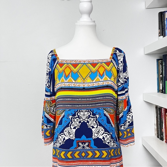 Hale Bob Mixed Print Satin Shift Dress Size Small - Picture 4 of 16